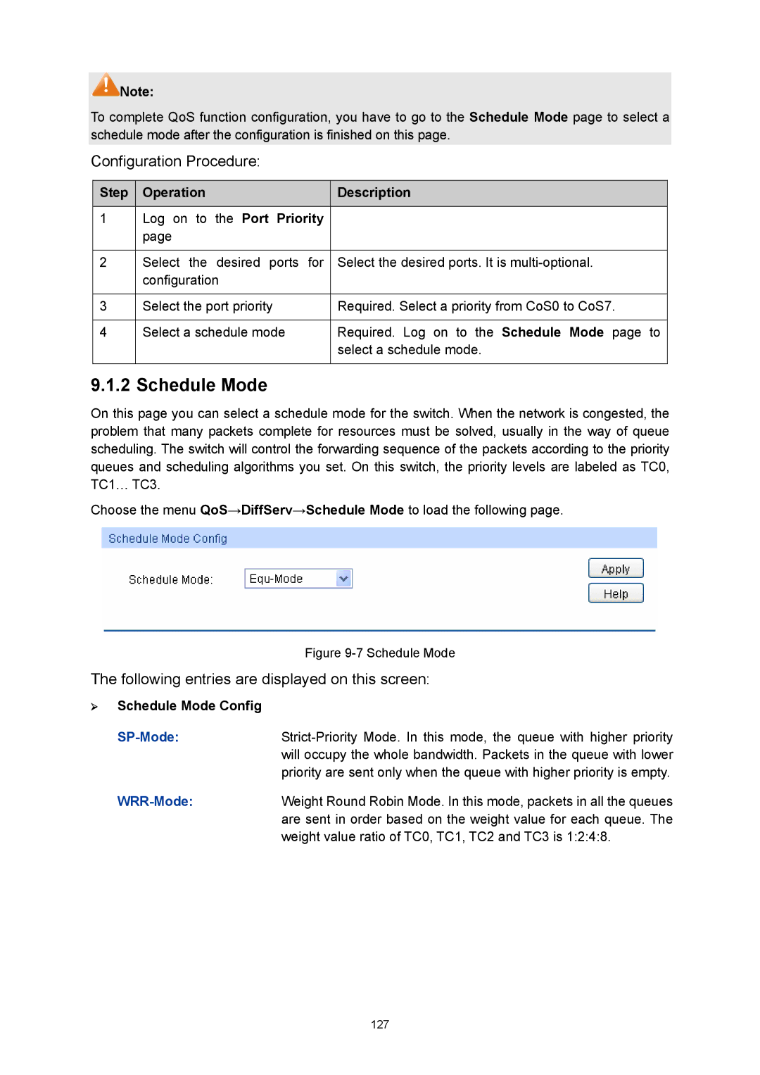 TP-Link TL-SL5428E manual ¾ Schedule Mode Config 