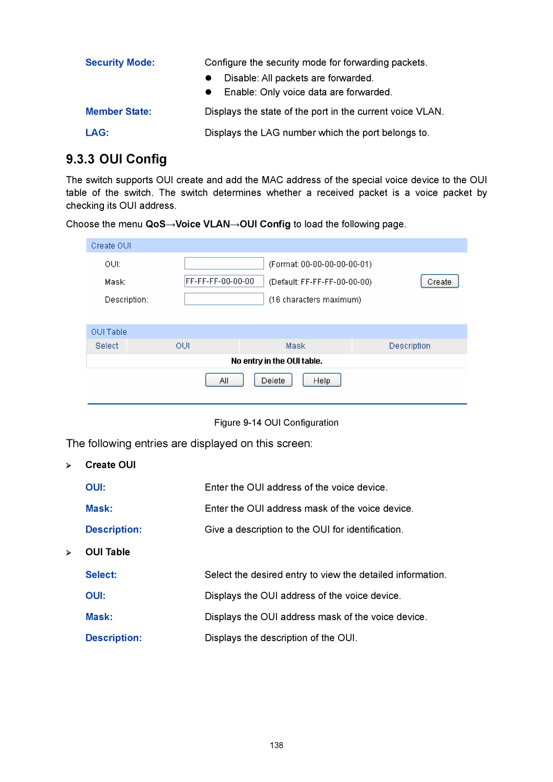 TP-Link TL-SL5428E manual OUI Config 