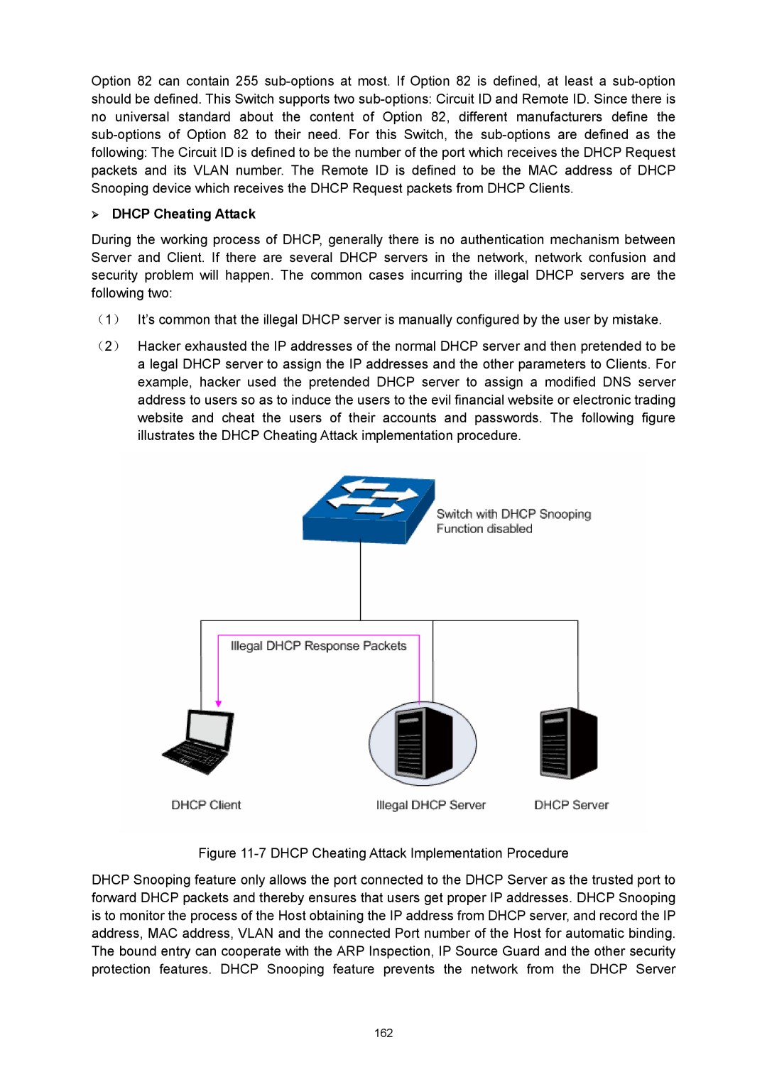 TP-Link TL-SL5428E manual ¾ Dhcp Cheating Attack, Dhcp Cheating Attack Implementation Procedure 