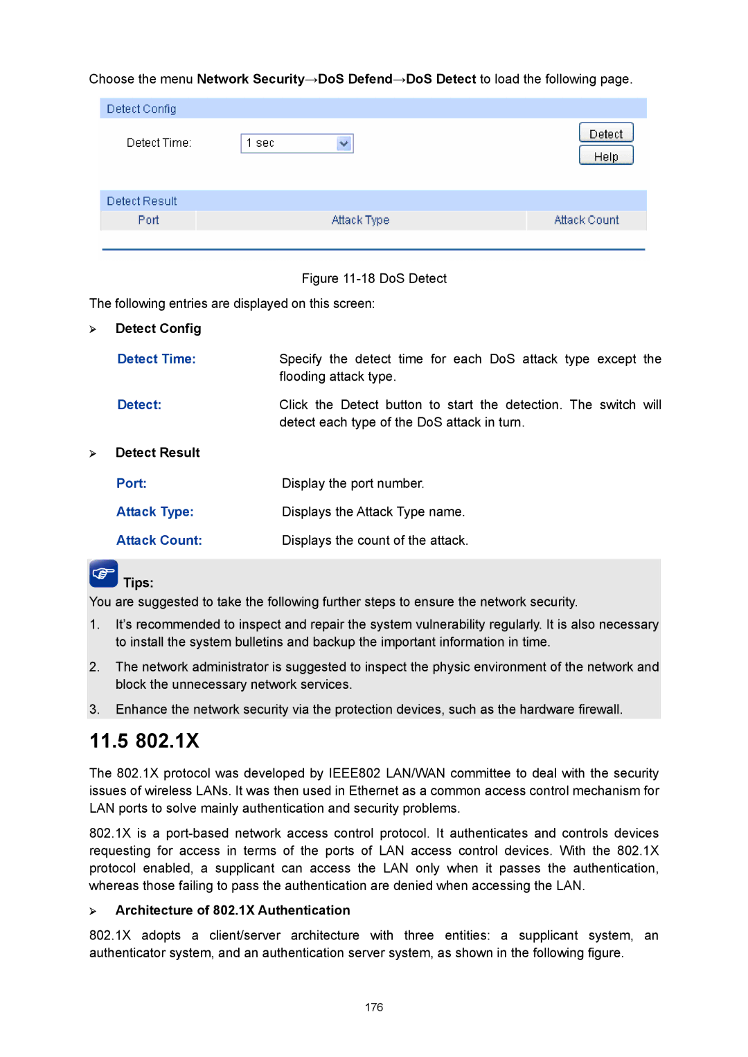 TP-Link TL-SL5428E manual 11.5, Detect Time, Attack Type 