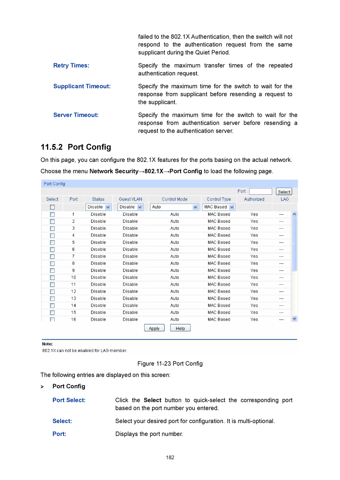 TP-Link TL-SL5428E manual Retry Times, Supplicant Timeout, Server Timeout 