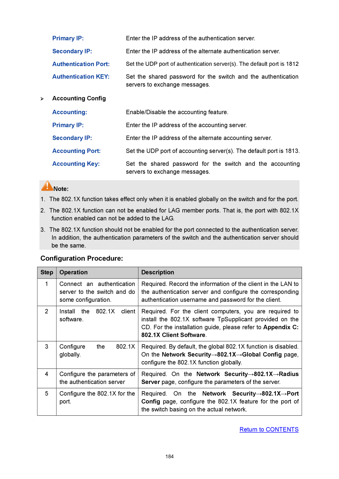 TP-Link TL-SL5428E manual 802.1X Client Software, On the Network Security→802.1X→Global Config 