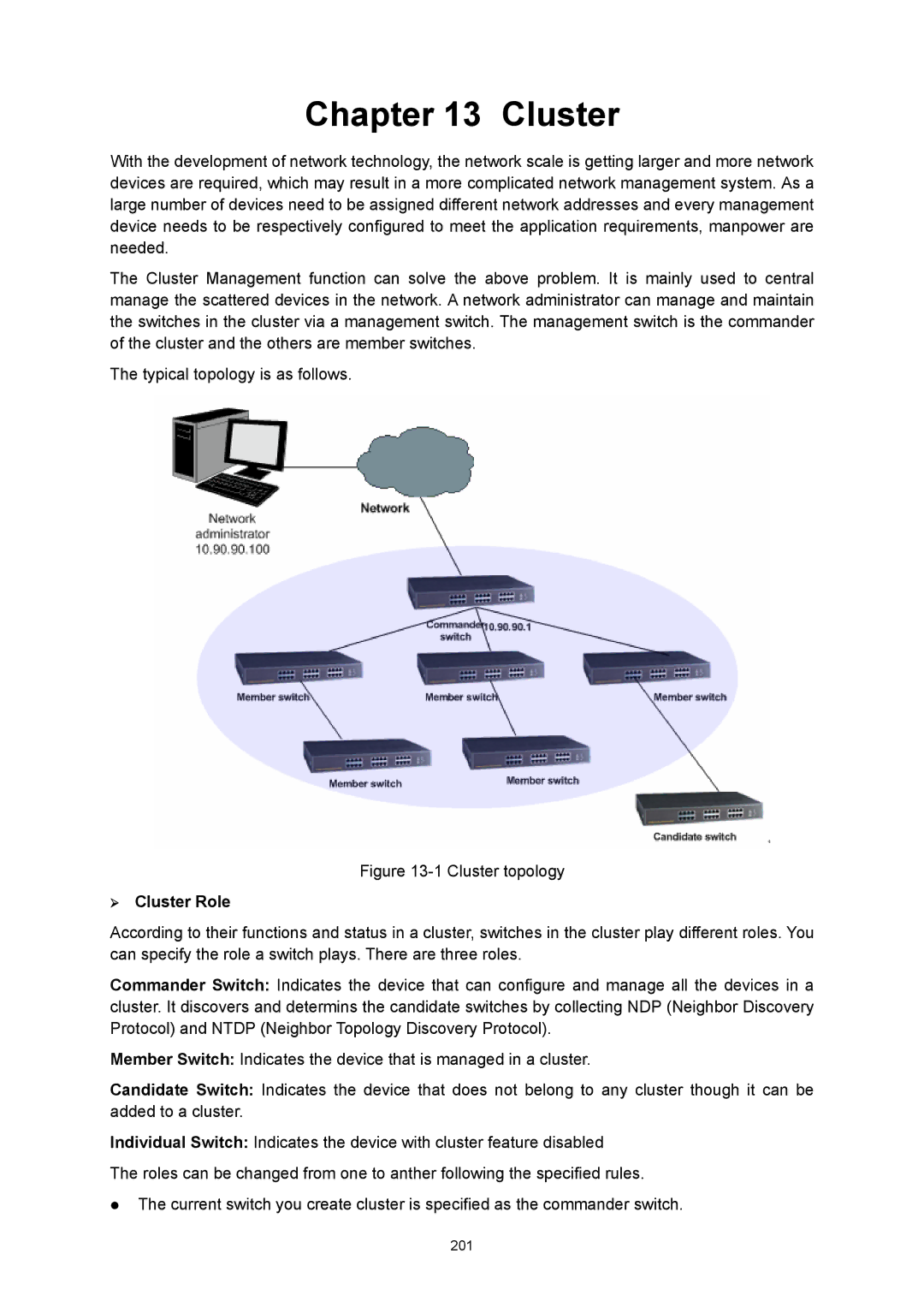 TP-Link TL-SL5428E manual ¾ Cluster Role 