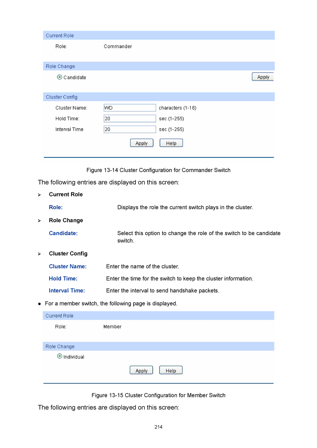 TP-Link TL-SL5428E manual Cluster Configuration for Commander Switch 