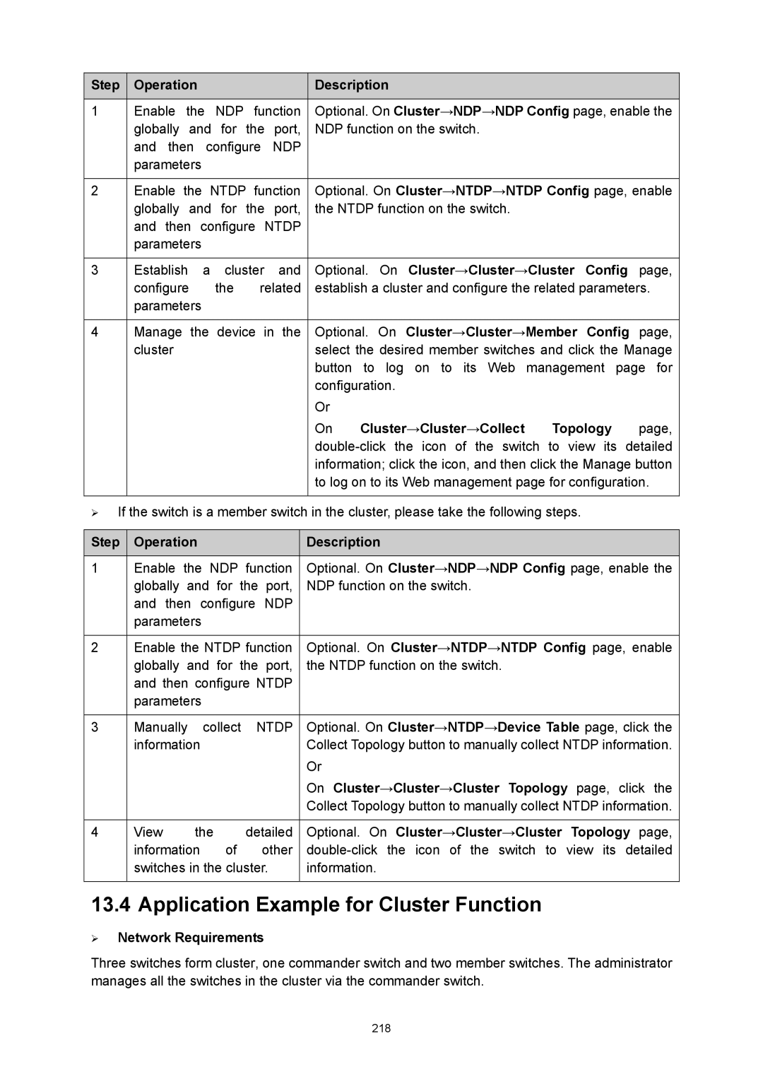 TP-Link TL-SL5428E manual Application Example for Cluster Function 