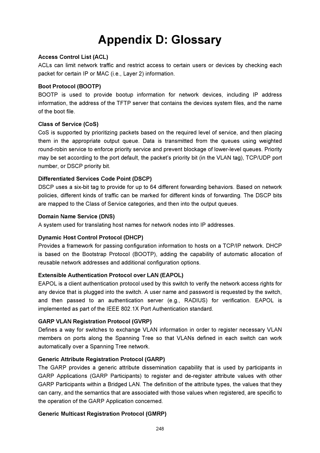 TP-Link TL-SL5428E manual Appendix D Glossary 