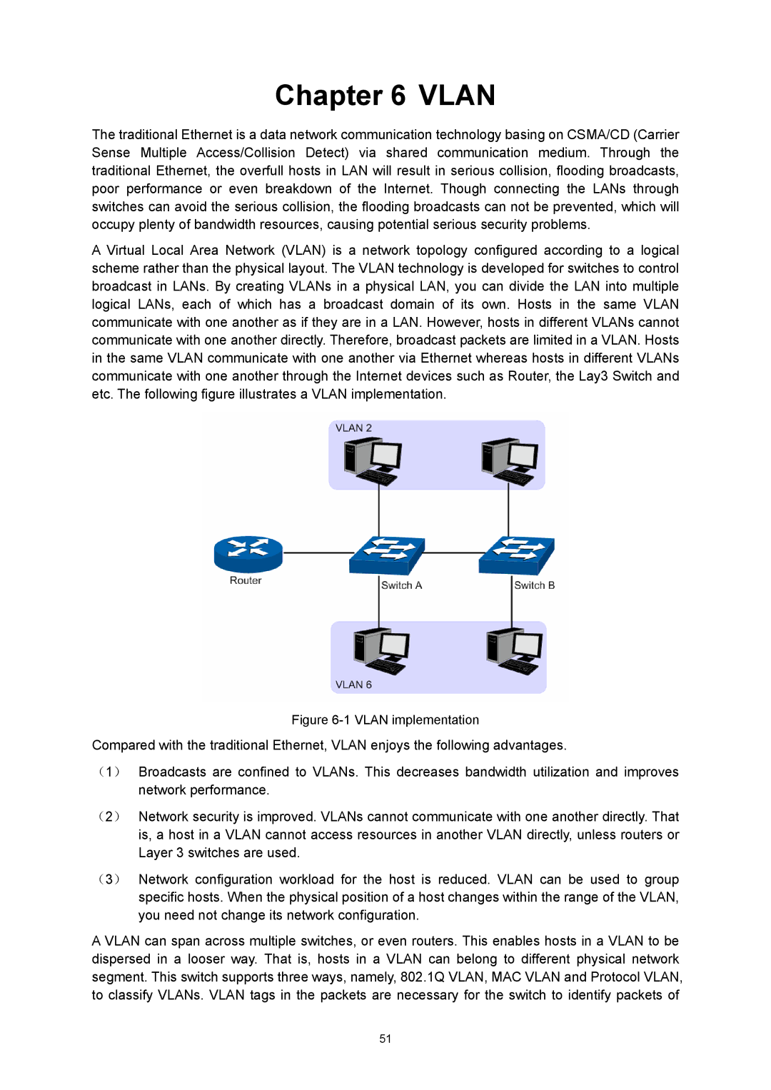 TP-Link TL-SL5428E manual Vlan implementation 