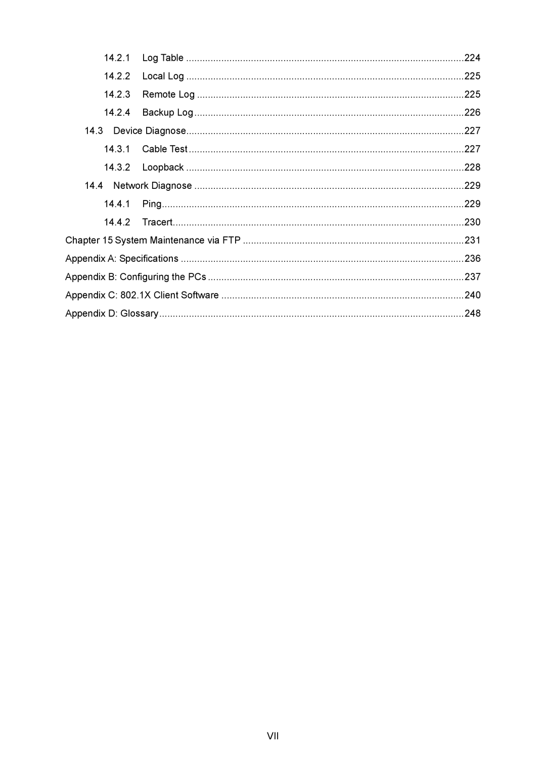 TP-Link TL-SL5428E manual Vii 