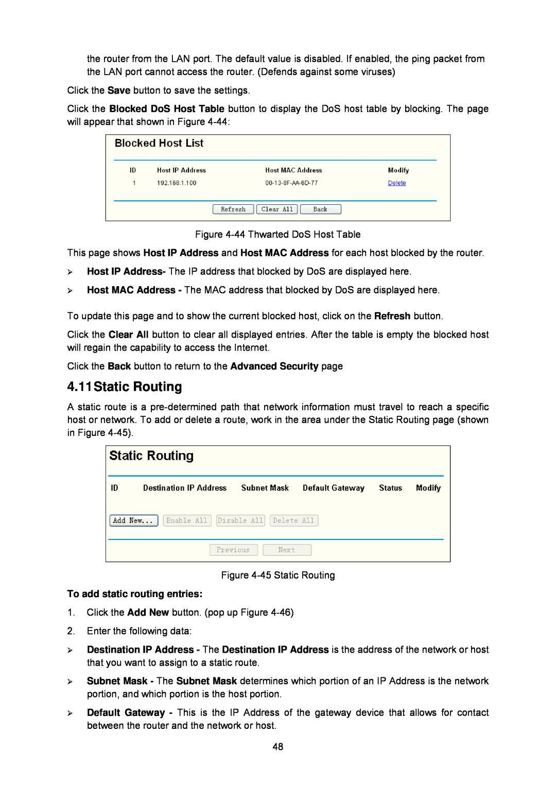 TP-Link TL-WA5110G manual 4.11Static Routing, To add static routing entries 