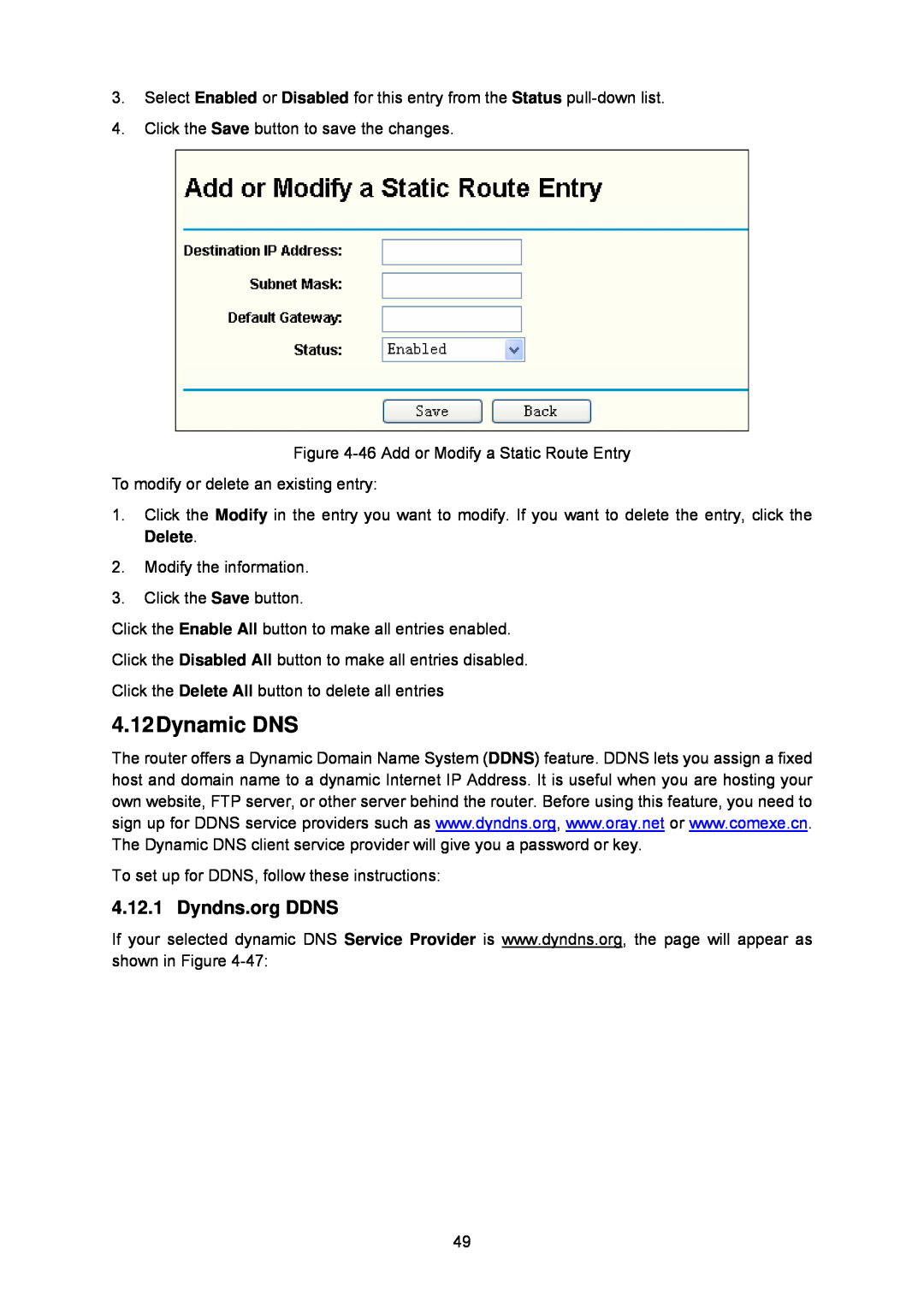 TP-Link TL-WA5110G manual 4.12Dynamic DNS, Dyndns.org DDNS 