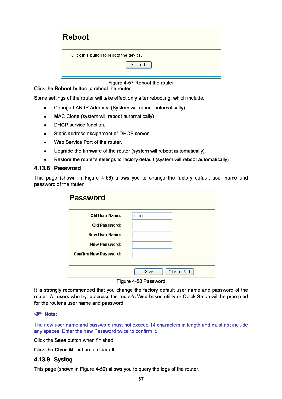 TP-Link TL-WA5110G manual Password, Syslog 