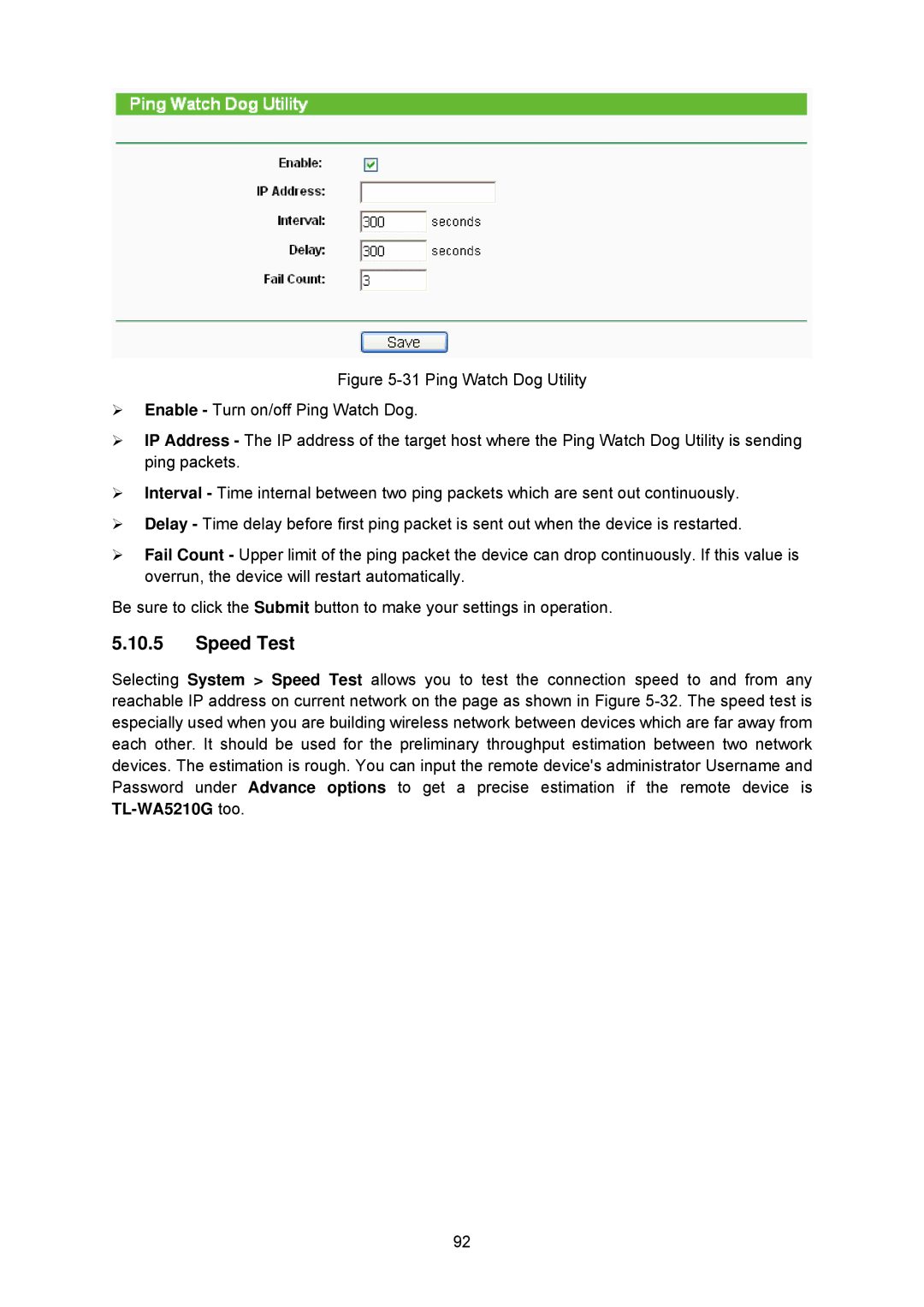 TP-Link TL-WA5210G manual Speed Test 