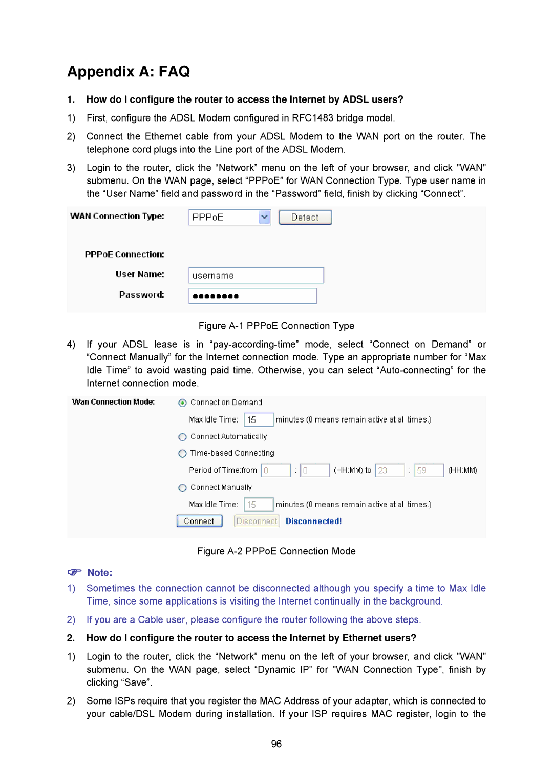 TP-Link TL-WA5210G manual Appendix a FAQ, Figure A-2 PPPoE Connection Mode 