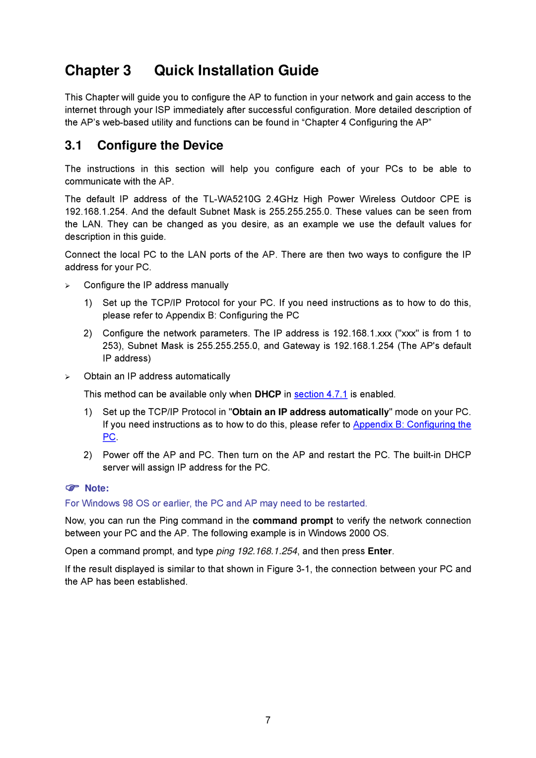 TP-Link TL-WA5210G manual Quick Installation Guide, Configure the Device 