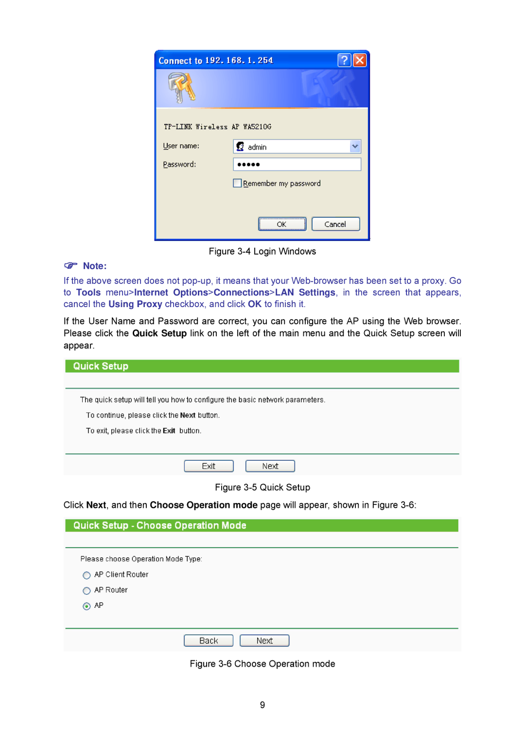 TP-Link TL-WA5210G manual Login Windows 