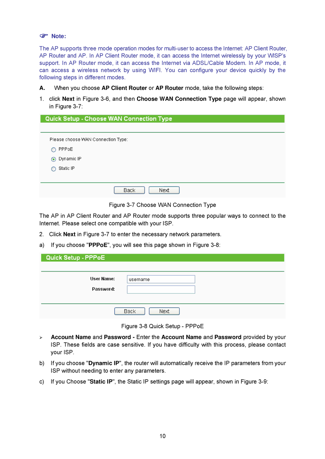 TP-Link TL-WA5210G manual Quick Setup PPPoE 