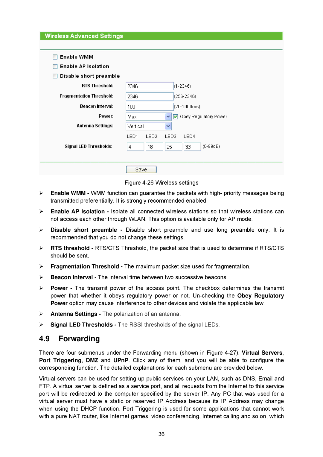 TP-Link TL-WA5210G manual Forwarding 