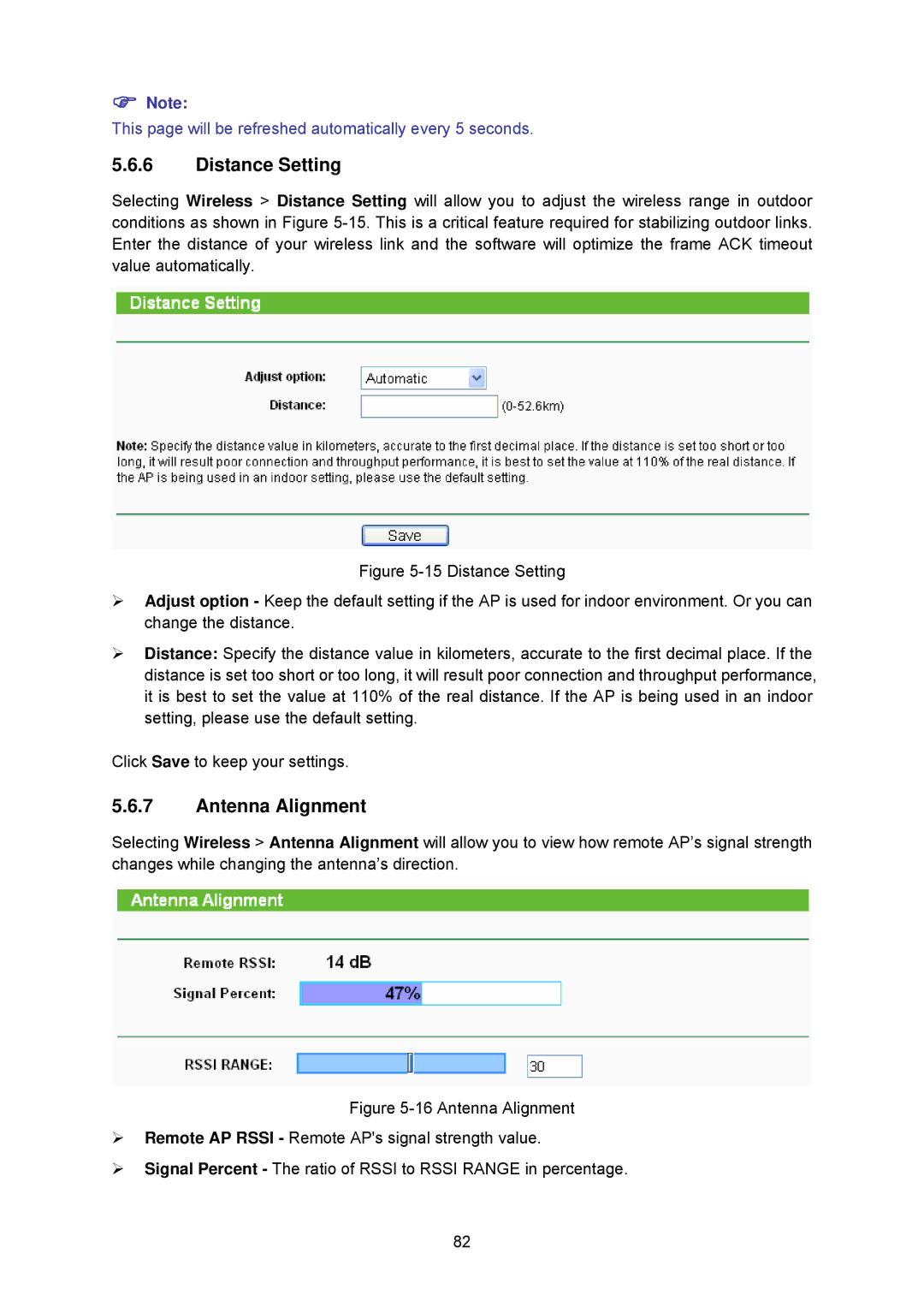 TP-Link TL-WA5210G manual Distance Setting 