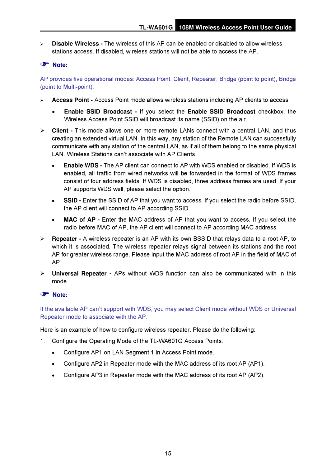 TP-Link manual TL-WA601G108M Wireless Access Point User Guide 