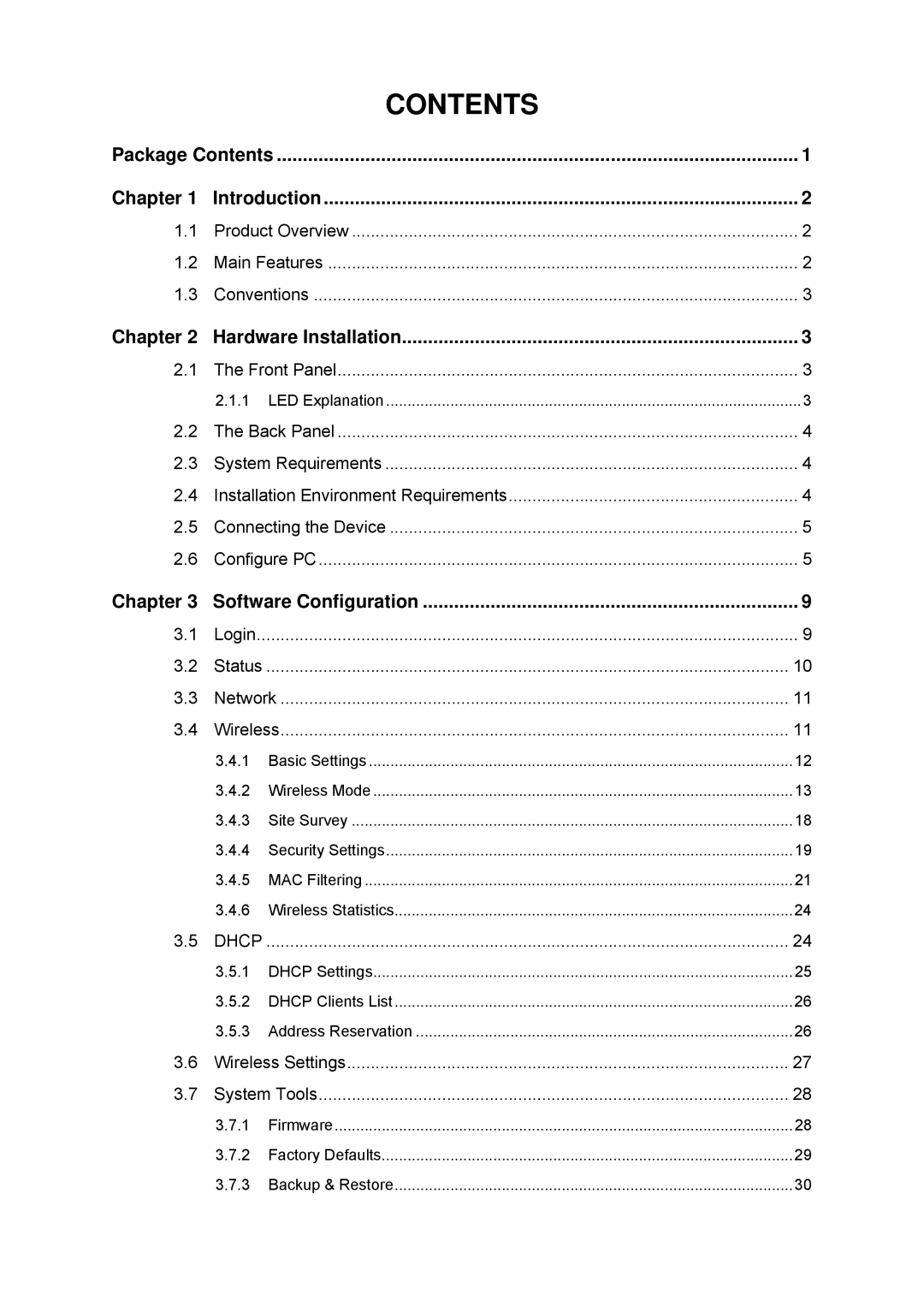 TP-Link TL-WA601G manual Contents 