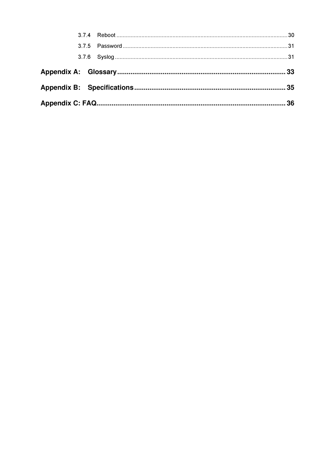 TP-Link TL-WA601G manual Appendix a Glossary Appendix B Specifications Appendix C FAQ 