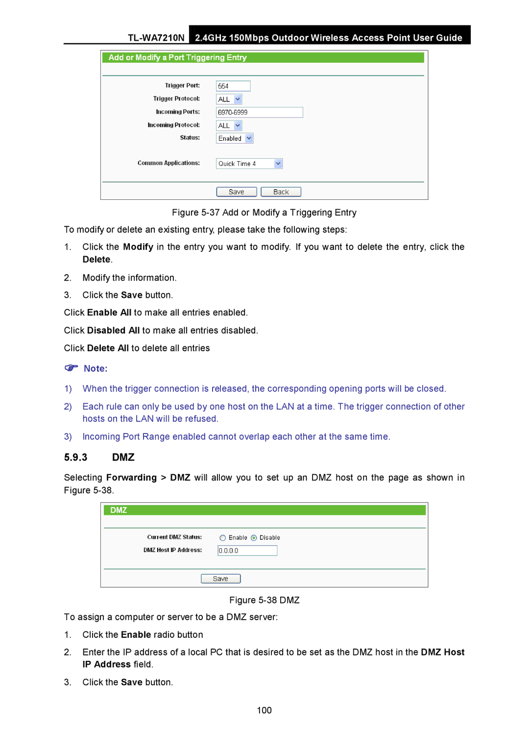 TP-Link TL-WA7210N manual 3 DMZ 