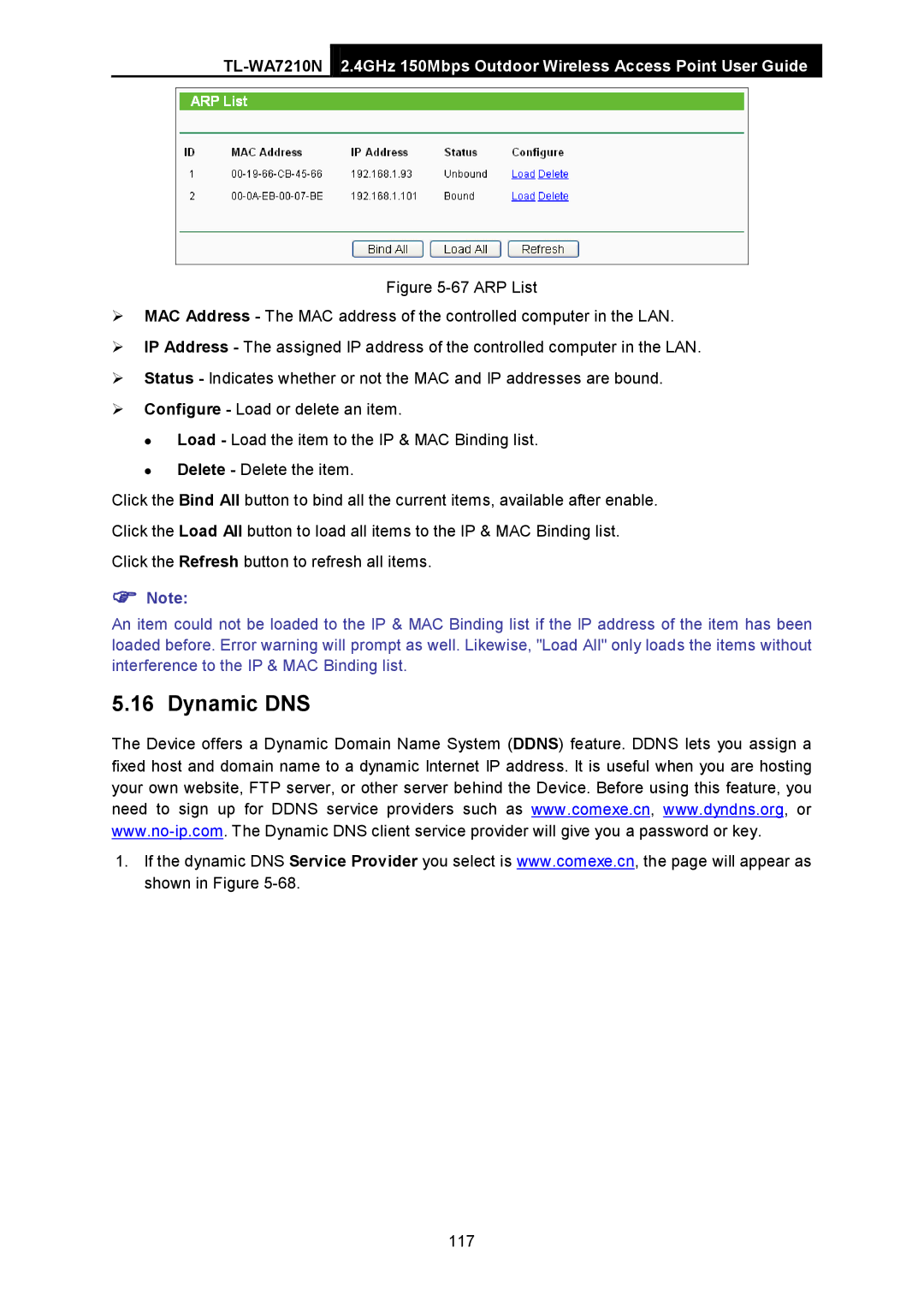 TP-Link TL-WA7210N manual Dynamic DNS 