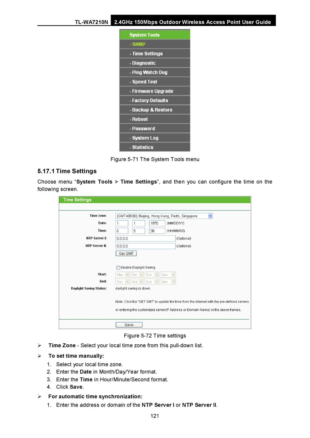 TP-Link TL-WA7210N manual The System Tools menu 