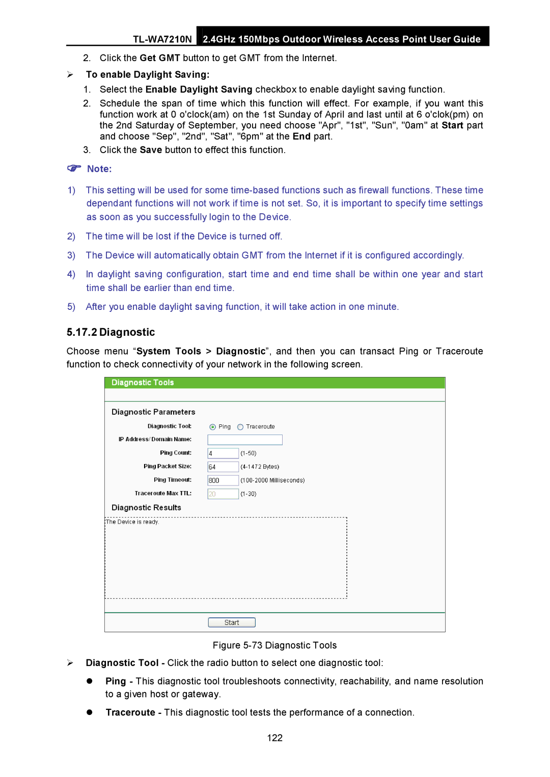 TP-Link TL-WA7210N manual Diagnostic 