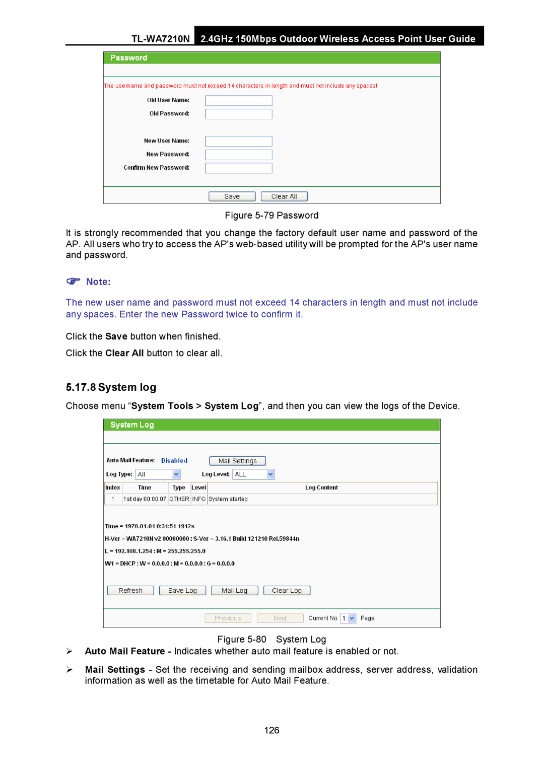 TP-Link TL-WA7210N manual System log 