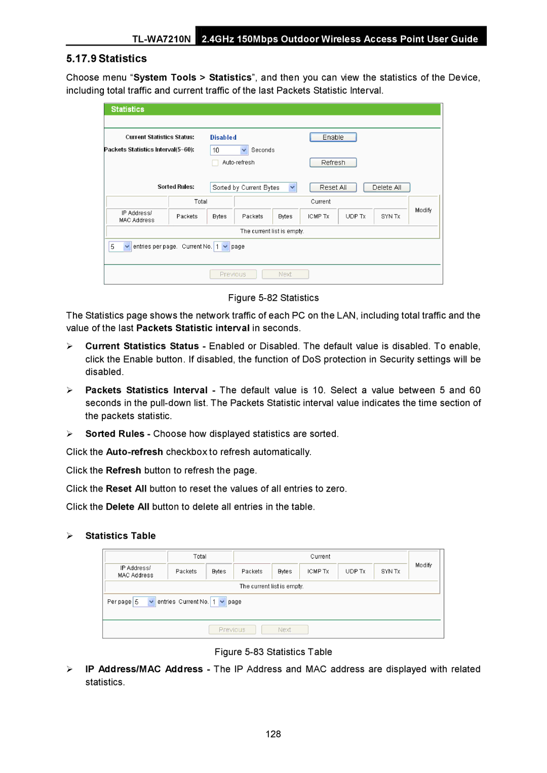 TP-Link TL-WA7210N manual Statistics 