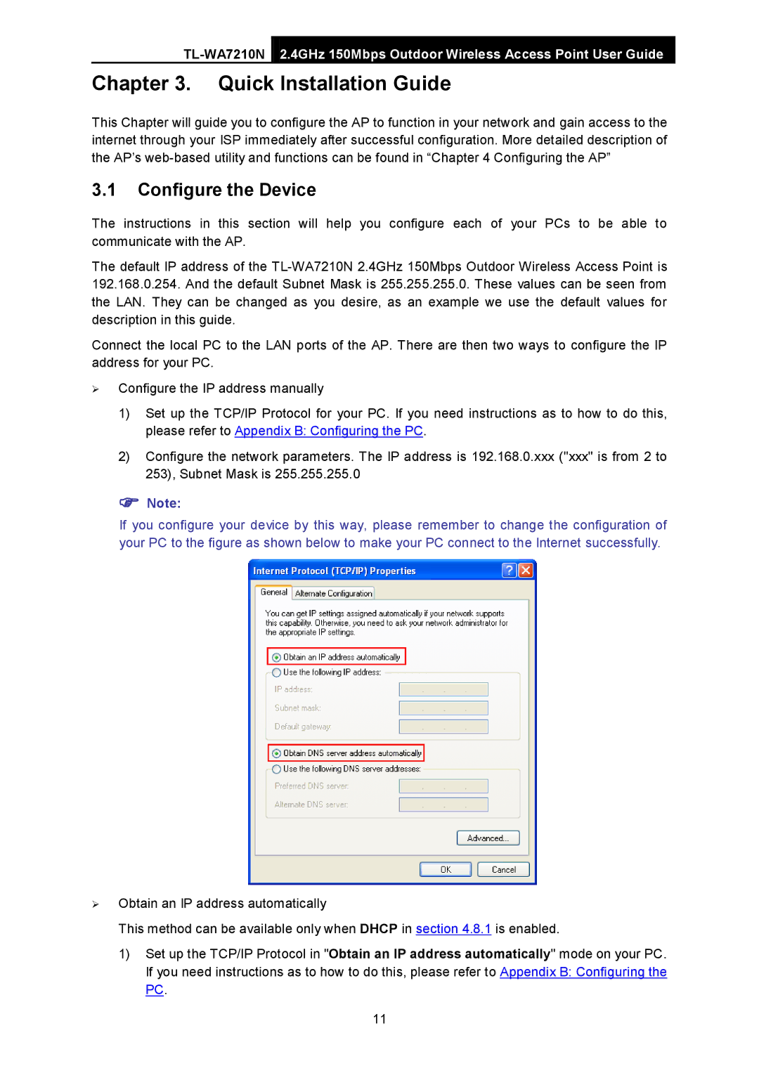 TP-Link TL-WA7210N manual Quick Installation Guide, Configure the Device 