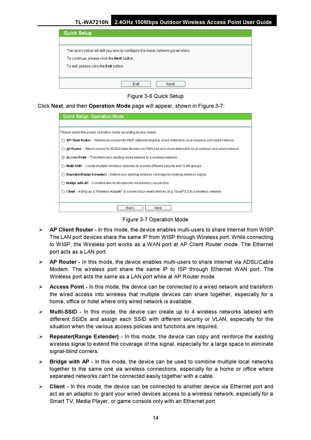 TP-Link TL-WA7210N manual 4GHz 150Mbps Outdoor Wireless Access Point User Guide 