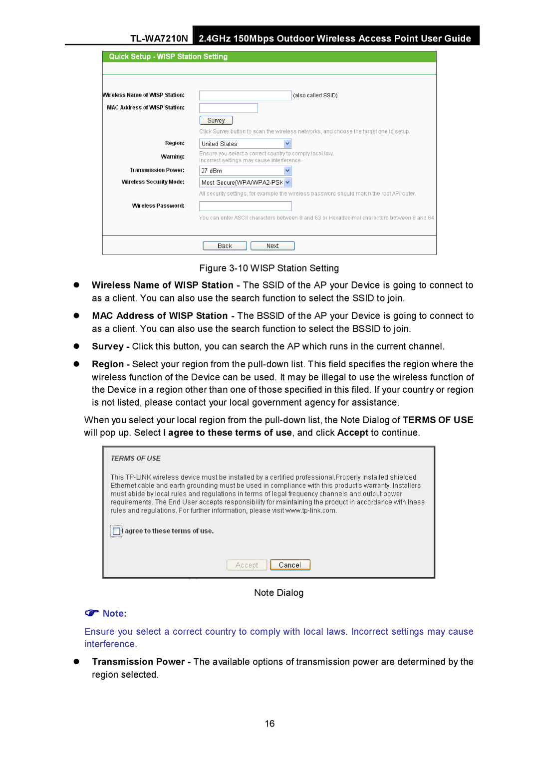 TP-Link TL-WA7210N manual  Note 