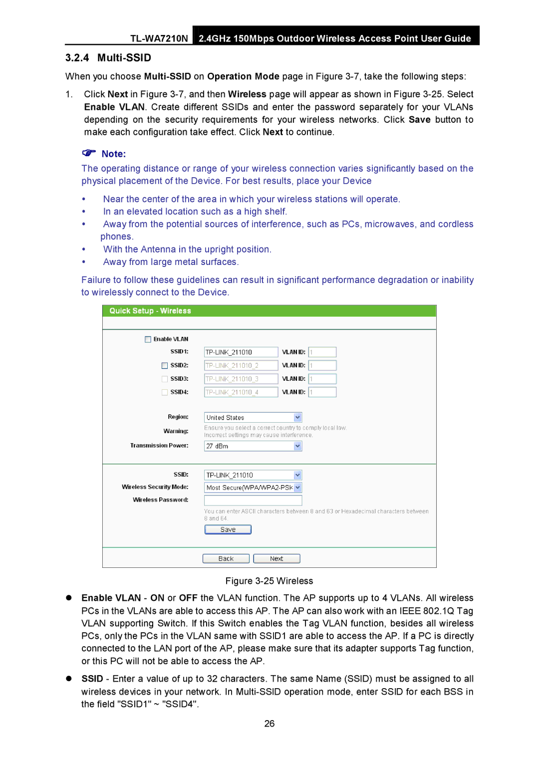 TP-Link TL-WA7210N manual Multi-SSID 