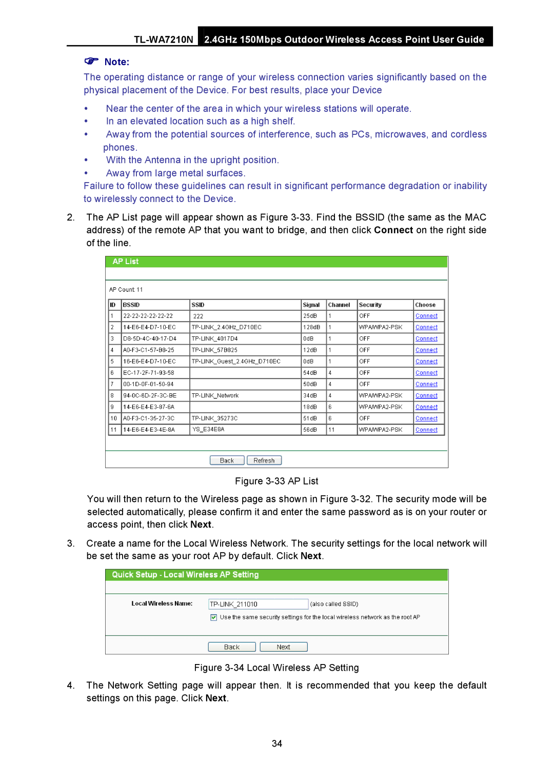 TP-Link TL-WA7210N manual  Note 