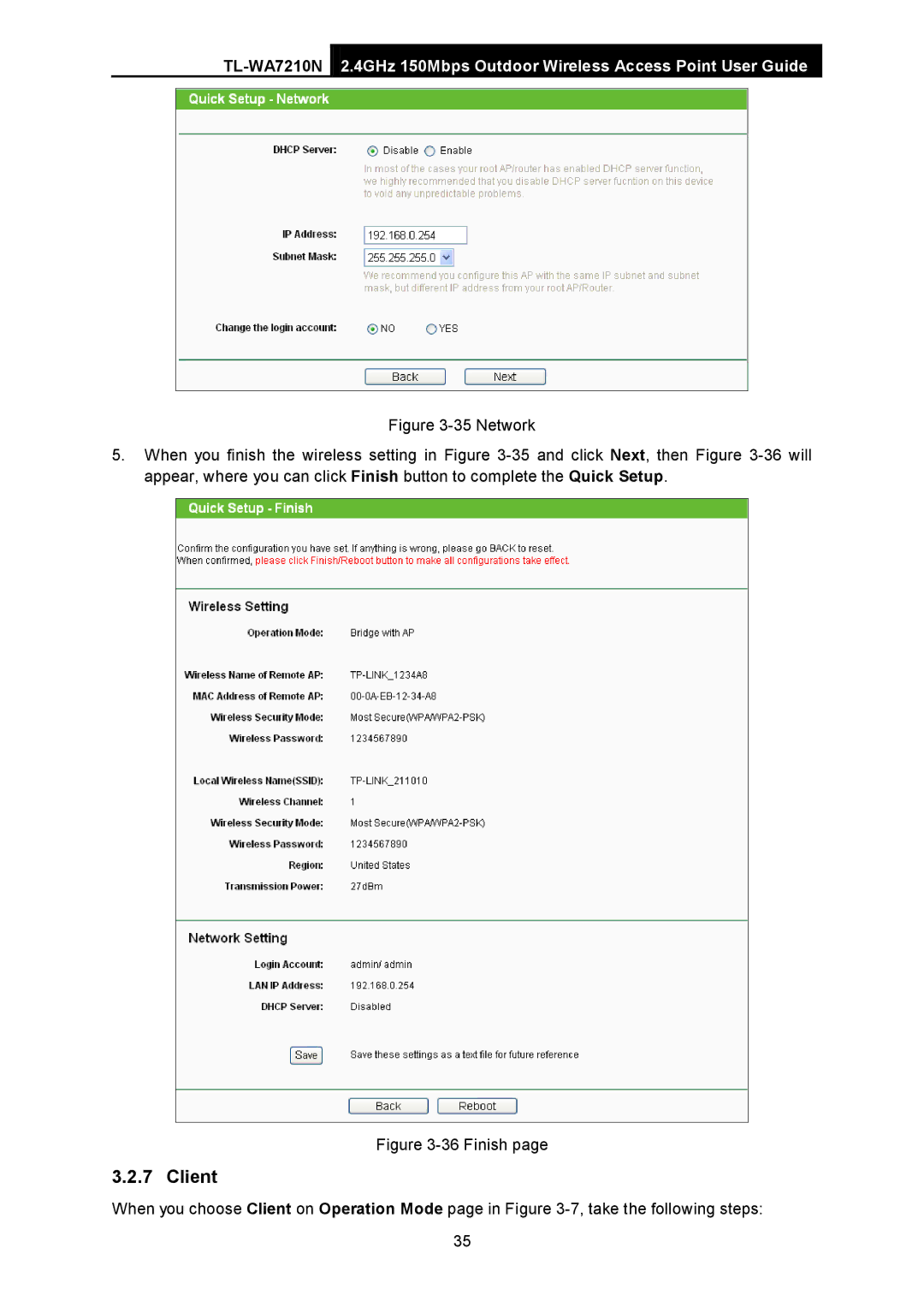 TP-Link TL-WA7210N manual Finish 