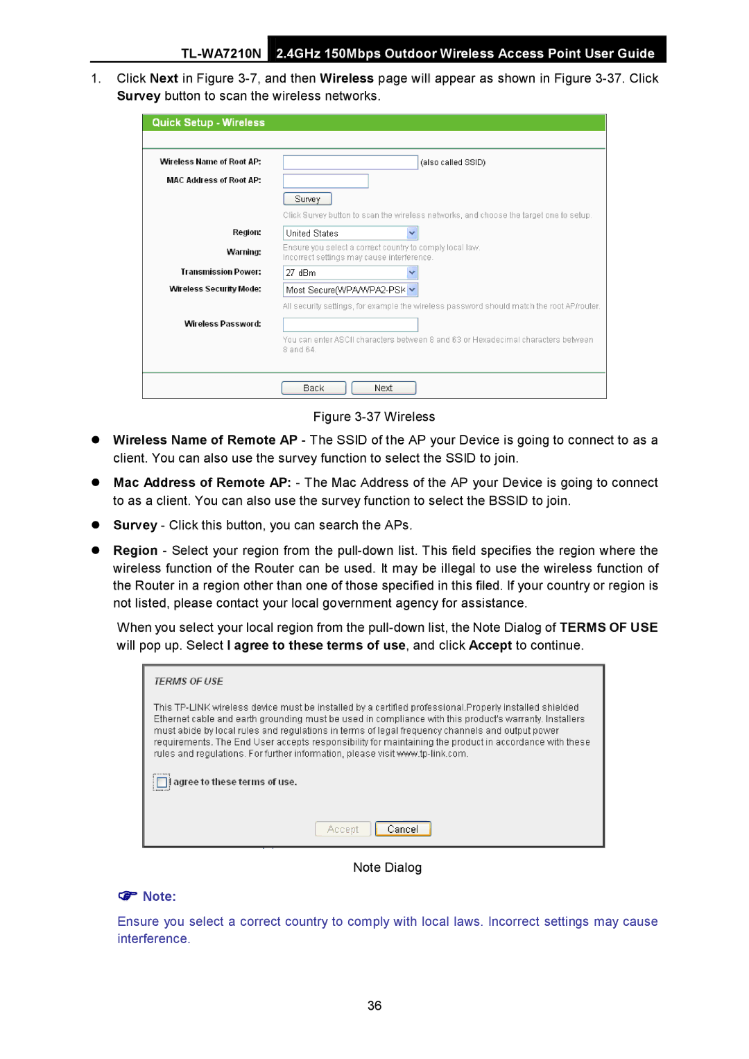 TP-Link TL-WA7210N manual  Note 