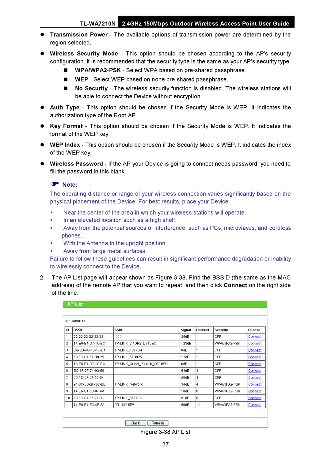 TP-Link TL-WA7210N manual AP List 