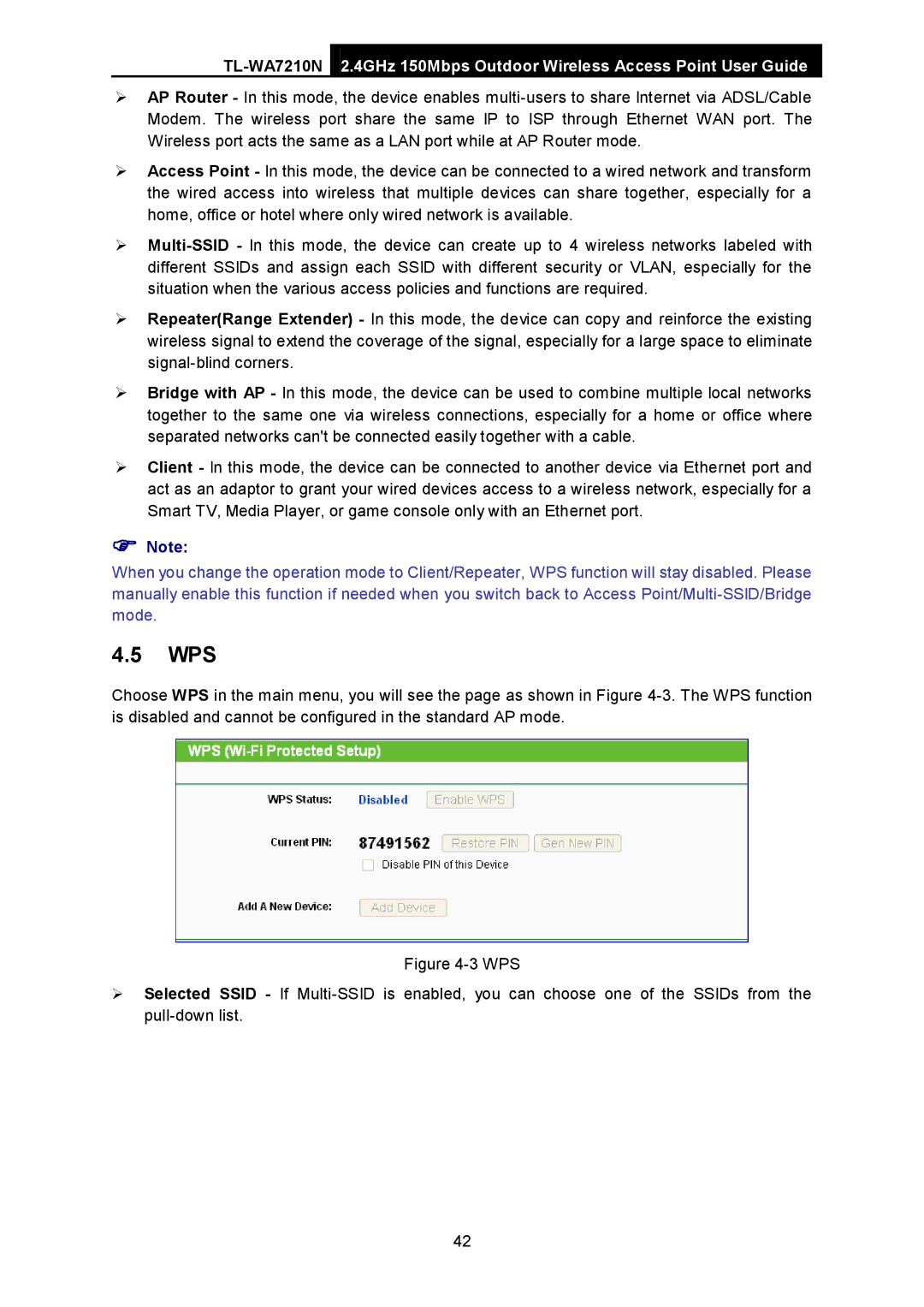 TP-Link TL-WA7210N manual Wps 