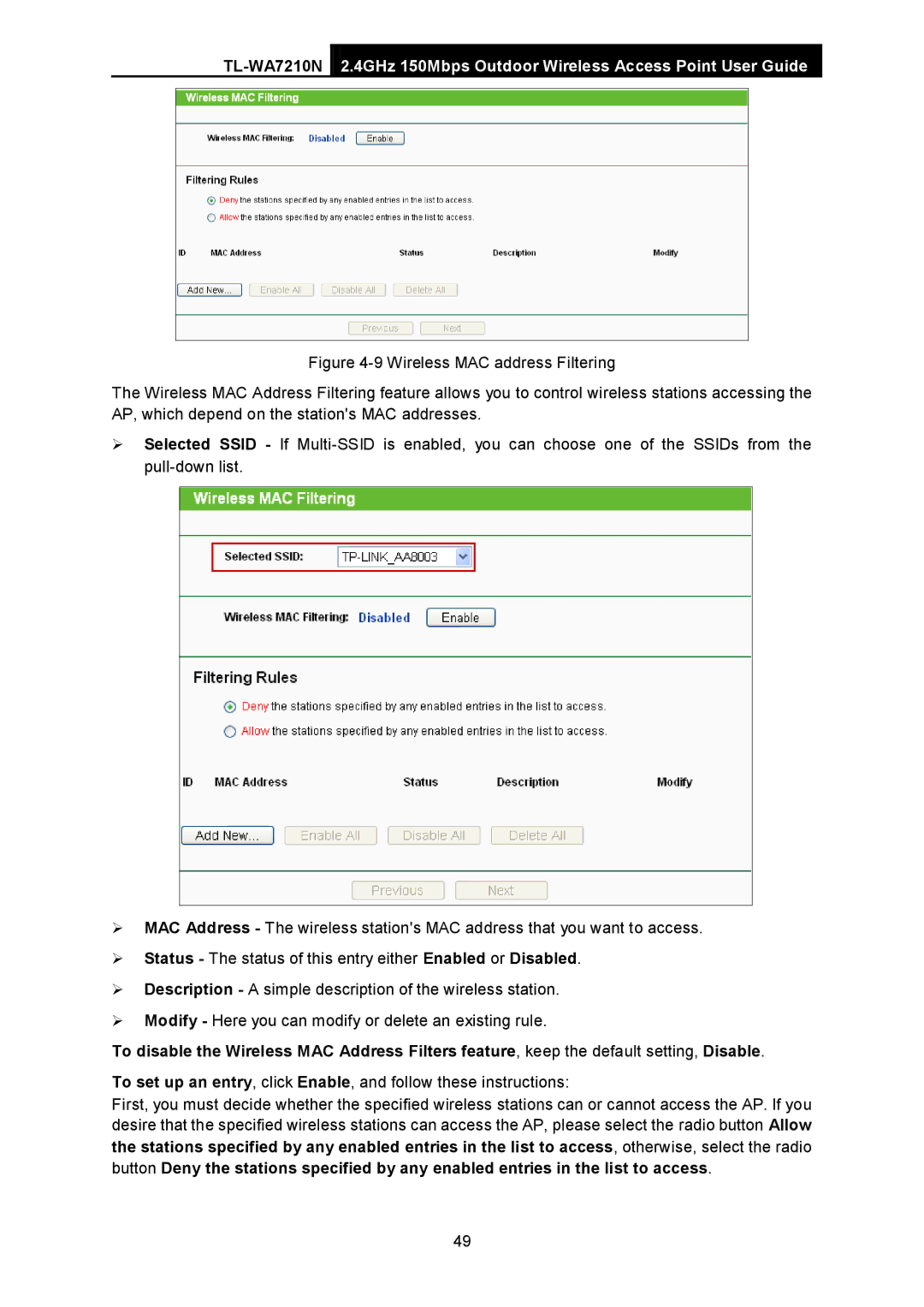 TP-Link TL-WA7210N manual 4GHz 150Mbps Outdoor Wireless Access Point User Guide 