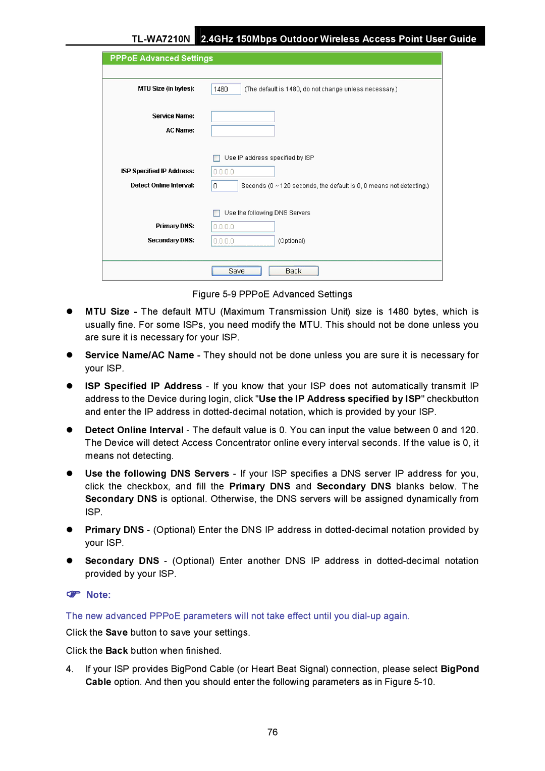 TP-Link TL-WA7210N manual Click the Back button when finished 