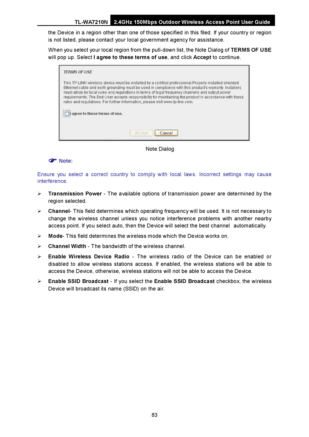 TP-Link TL-WA7210N manual 4GHz 150Mbps Outdoor Wireless Access Point User Guide 