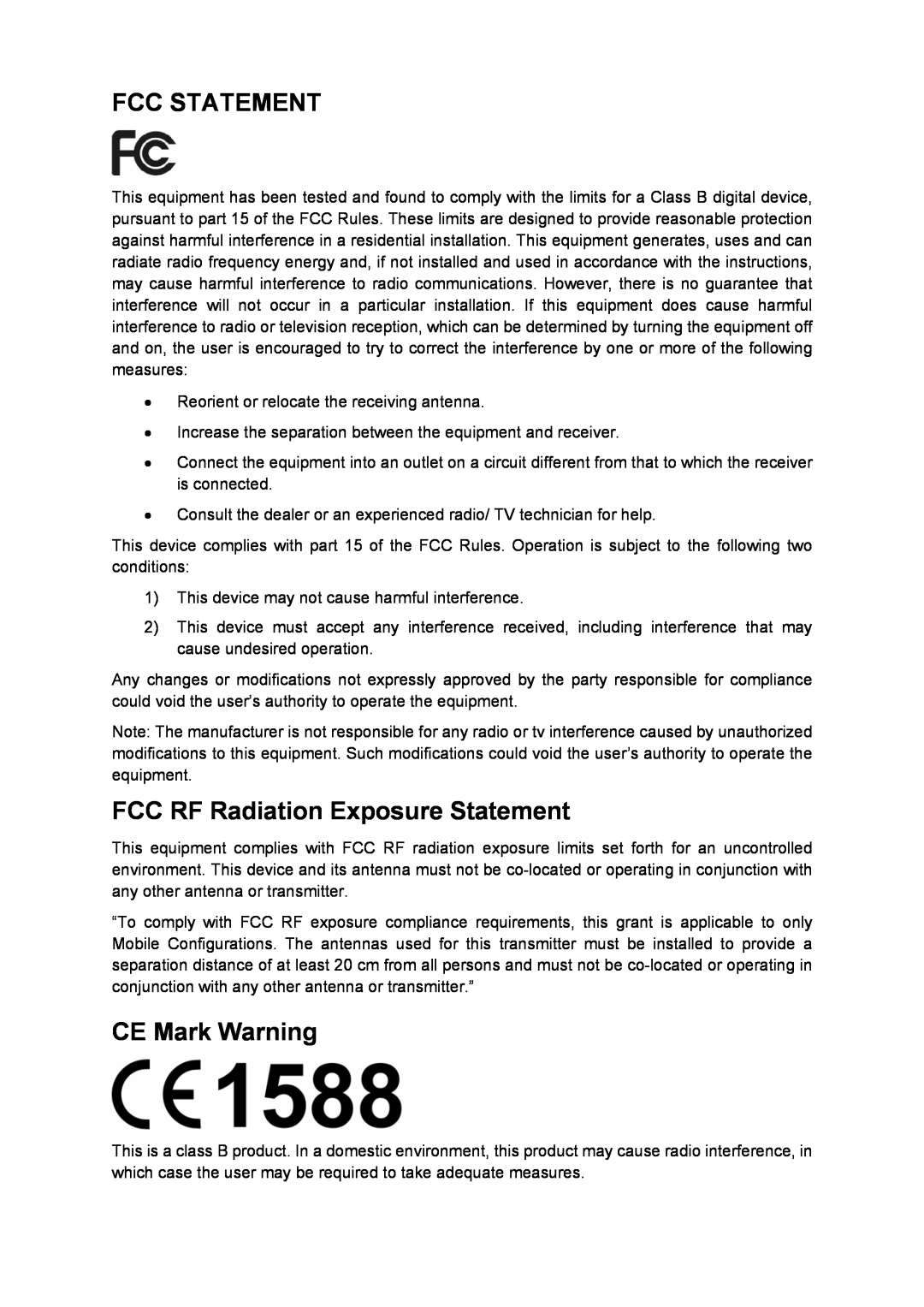 TP-Link TL-WA730RE manual Fcc Statement, FCC RF Radiation Exposure Statement, CE Mark Warning 