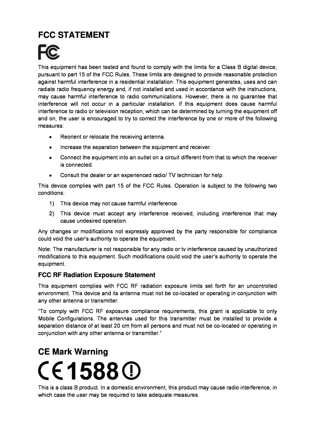 TP-Link TL-WA730RE manual Fcc Statement, CE Mark Warning, FCC RF Radiation Exposure Statement 