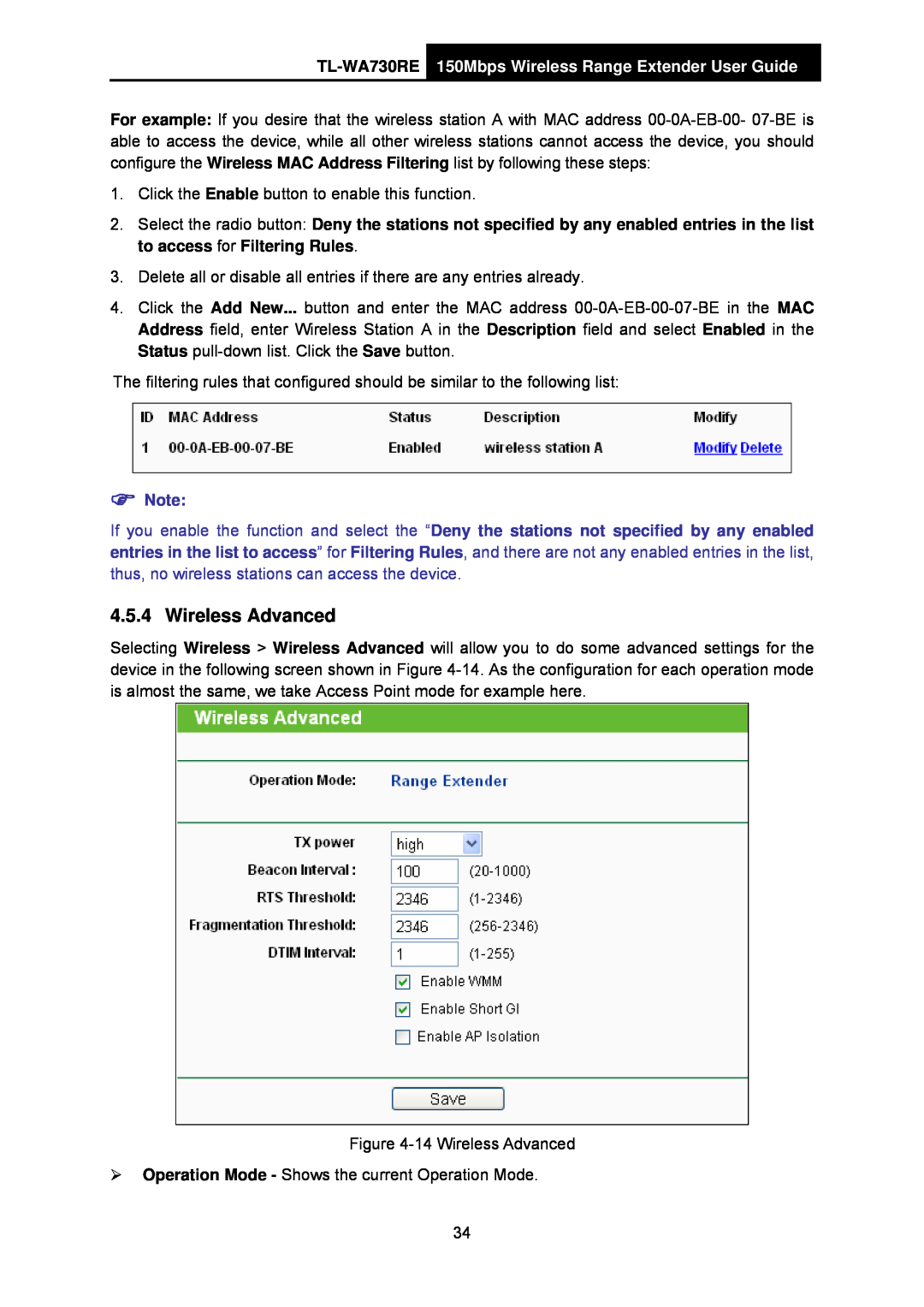 TP-Link manual Wireless Advanced, TL-WA730RE 150Mbps Wireless Range Extender User Guide 