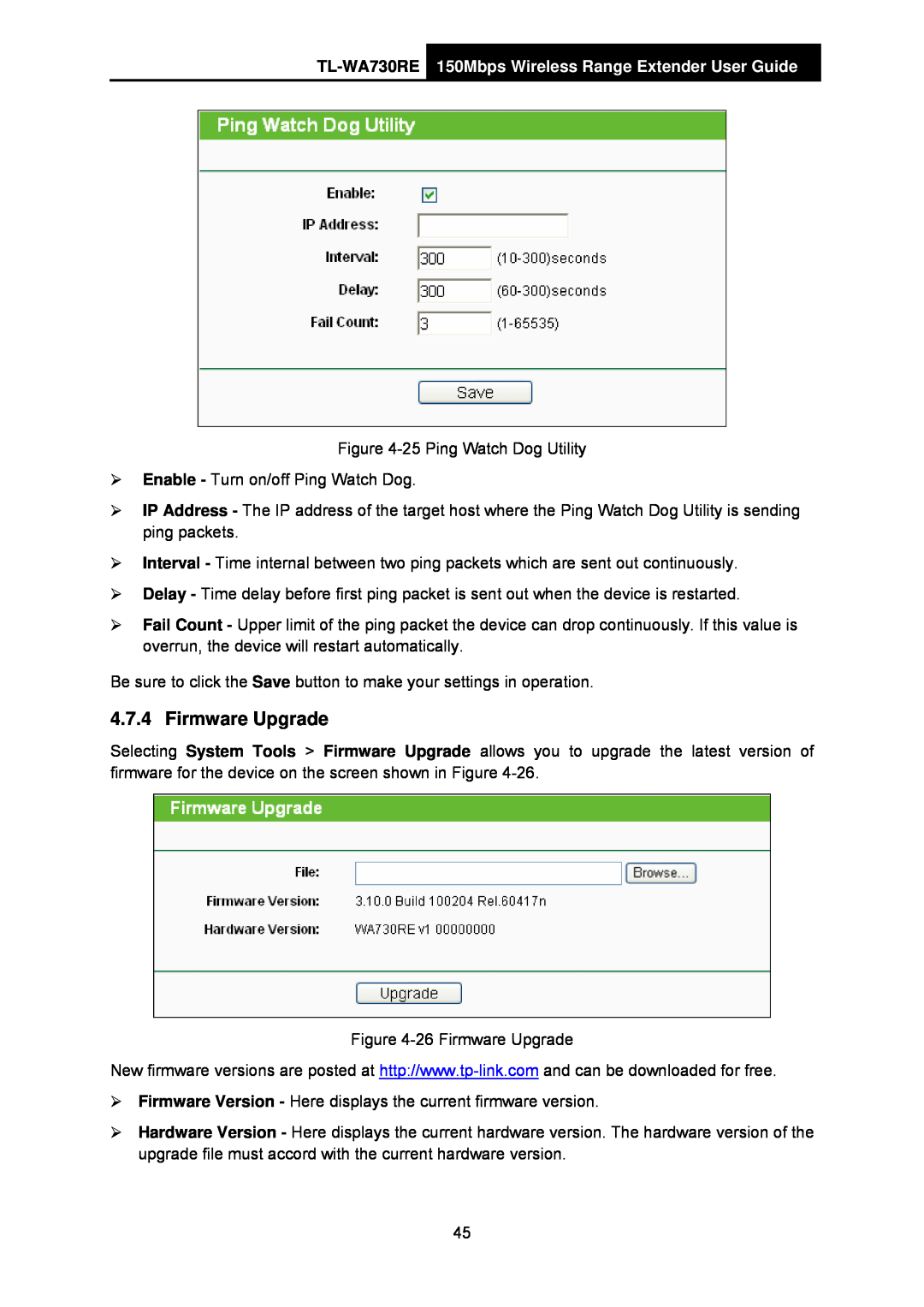 TP-Link manual Firmware Upgrade, TL-WA730RE 150Mbps Wireless Range Extender User Guide 