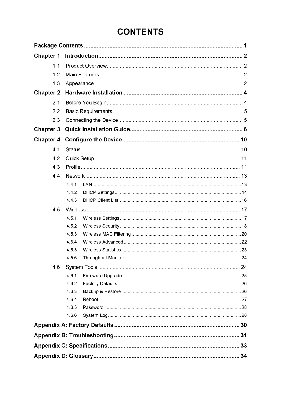 TP-Link TL-WA750RE manual Contents 