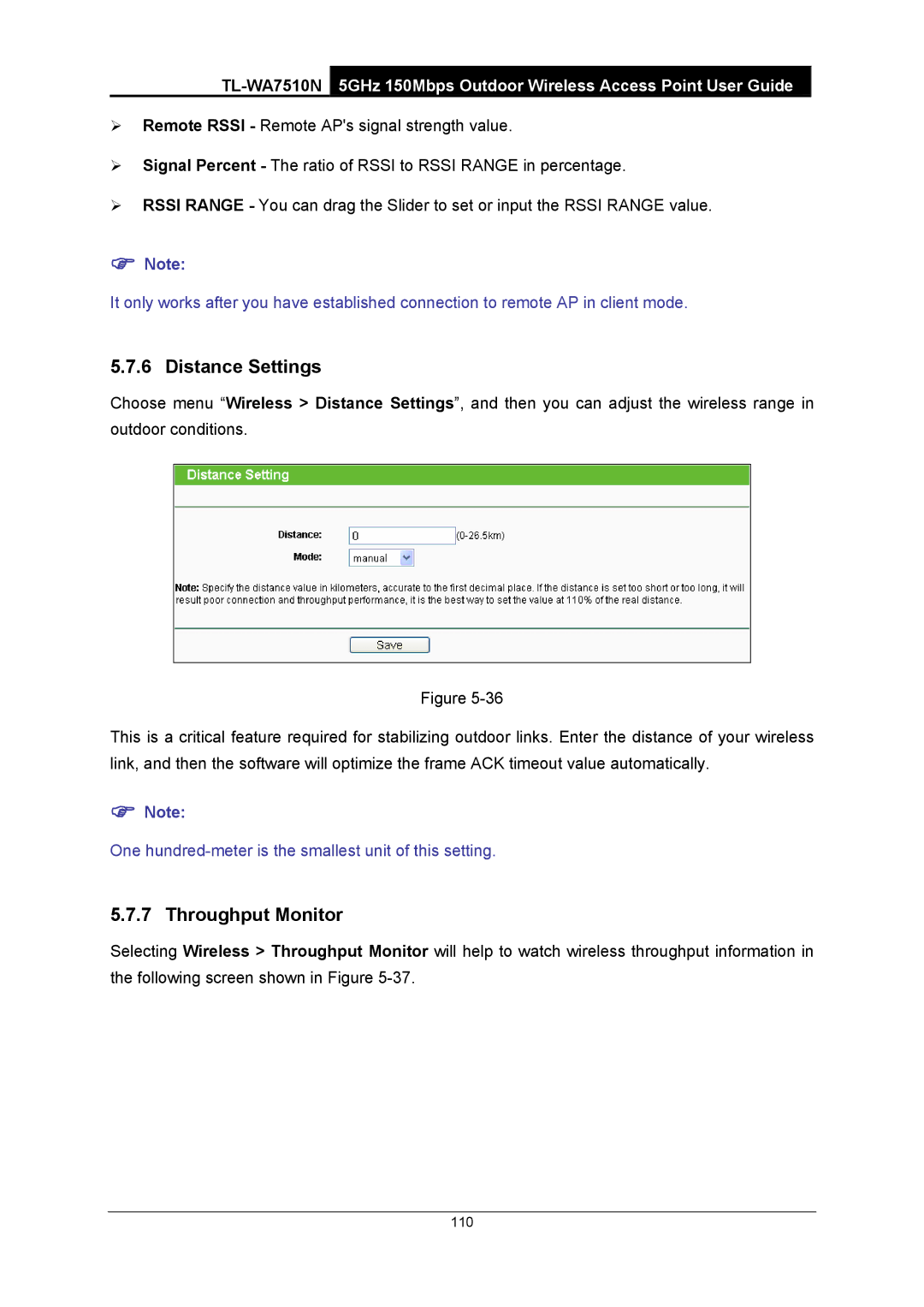 TP-Link TL-WA7510N manual 110 