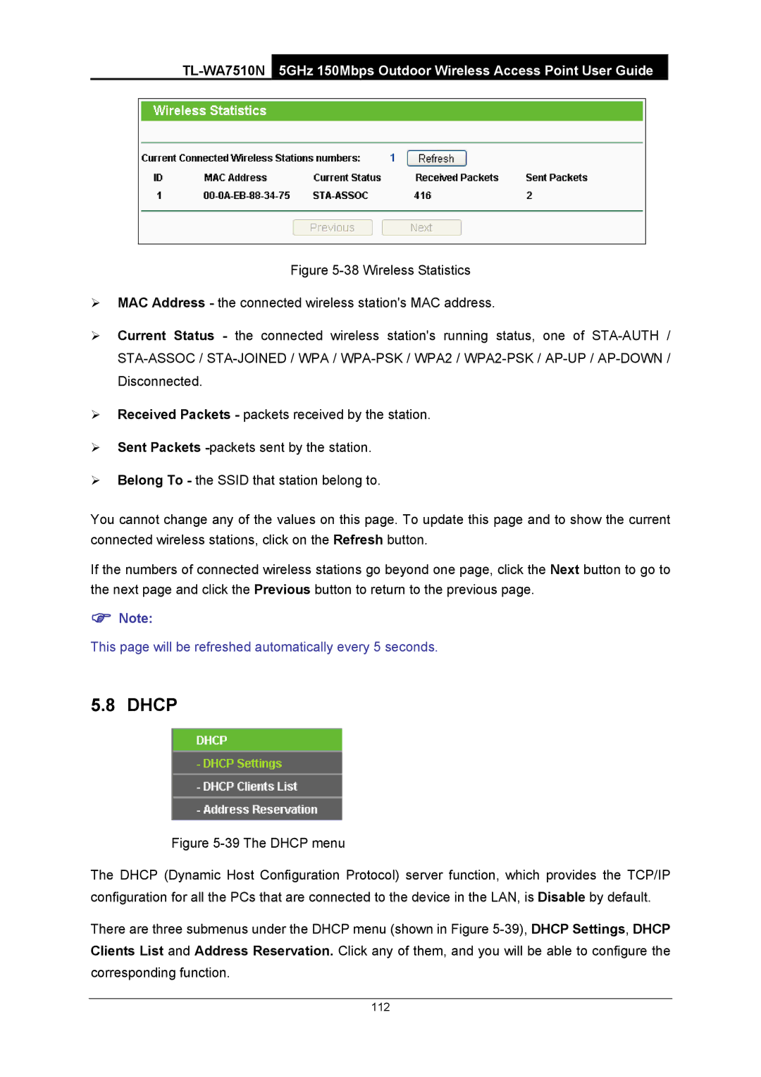 TP-Link TL-WA7510N manual 112 